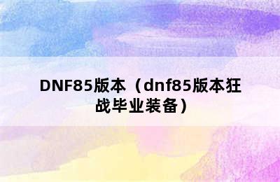 DNF85版本（dnf85版本狂战毕业装备）