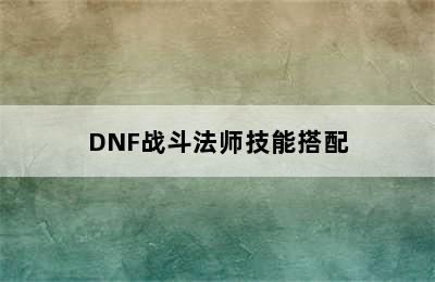 DNF战斗法师技能搭配