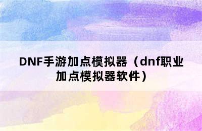 DNF手游加点模拟器（dnf职业加点模拟器软件）