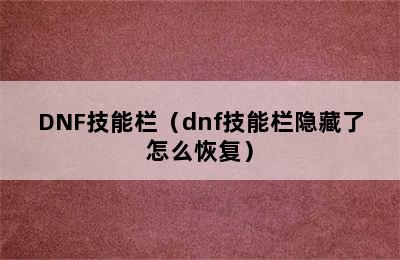 DNF技能栏（dnf技能栏隐藏了怎么恢复）