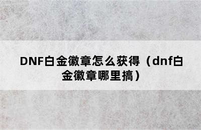 DNF白金徽章怎么获得（dnf白金徽章哪里搞）