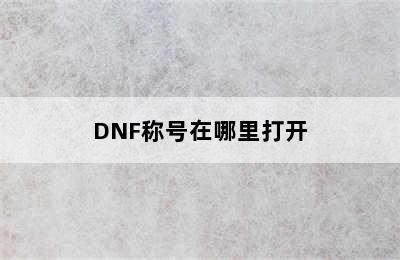 DNF称号在哪里打开