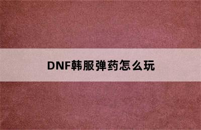 DNF韩服弹药怎么玩