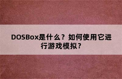 DOSBox是什么？如何使用它进行游戏模拟？