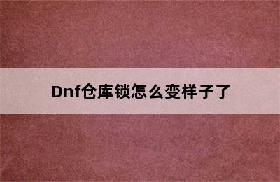 Dnf仓库锁怎么变样子了