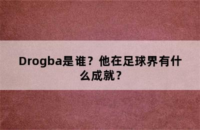 Drogba是谁？他在足球界有什么成就？