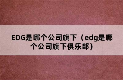 EDG是哪个公司旗下（edg是哪个公司旗下俱乐部）