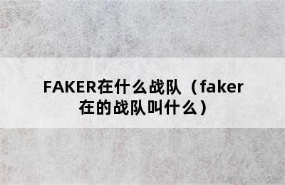 FAKER在什么战队（faker在的战队叫什么）