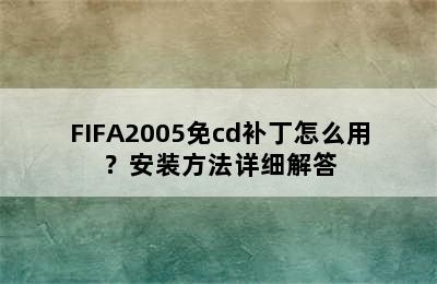 FIFA2005免cd补丁怎么用？安装方法详细解答