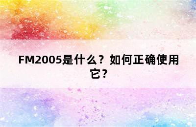 FM2005是什么？如何正确使用它？