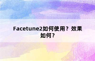 Facetune2如何使用？效果如何？