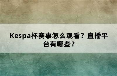 Kespa杯赛事怎么观看？直播平台有哪些？