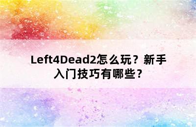 Left4Dead2怎么玩？新手入门技巧有哪些？