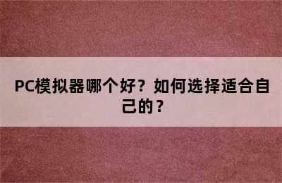 PC模拟器哪个好？如何选择适合自己的？
