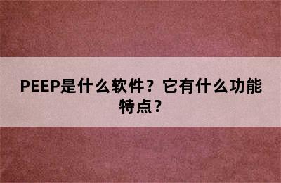 PEEP是什么软件？它有什么功能特点？