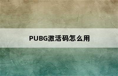 PUBG激活码怎么用