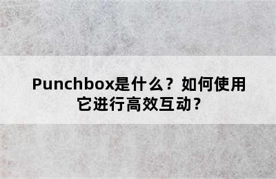 Punchbox是什么？如何使用它进行高效互动？