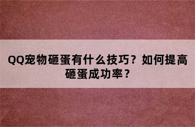 QQ宠物砸蛋有什么技巧？如何提高砸蛋成功率？