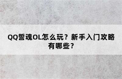 QQ誓魂OL怎么玩？新手入门攻略有哪些？