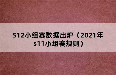 S12小组赛数据出炉（2021年s11小组赛规则）