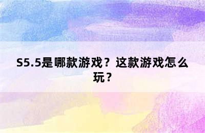 S5.5是哪款游戏？这款游戏怎么玩？