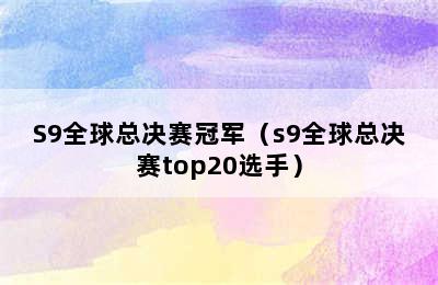 S9全球总决赛冠军（s9全球总决赛top20选手）