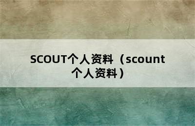 SCOUT个人资料（scount个人资料）