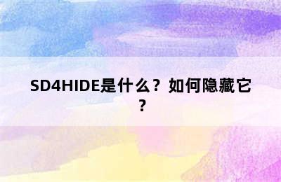 SD4HIDE是什么？如何隐藏它？