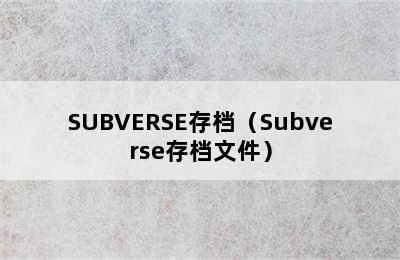 SUBVERSE存档（Subverse存档文件）