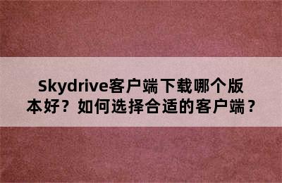 Skydrive客户端下载哪个版本好？如何选择合适的客户端？