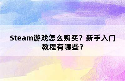 Steam游戏怎么购买？新手入门教程有哪些？