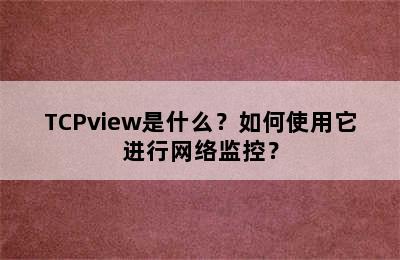 TCPview是什么？如何使用它进行网络监控？