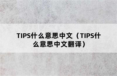 TIPS什么意思中文（TIPS什么意思中文翻译）