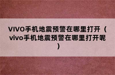 VIVO手机地震预警在哪里打开（vivo手机地震预警在哪里打开呢）