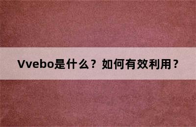 Vvebo是什么？如何有效利用？