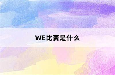 WE比赛是什么