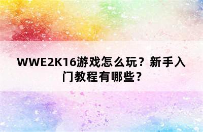 WWE2K16游戏怎么玩？新手入门教程有哪些？