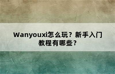 Wanyouxi怎么玩？新手入门教程有哪些？