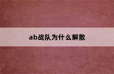 ab战队为什么解散