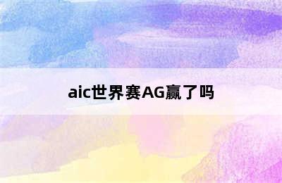 aic世界赛AG赢了吗