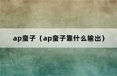 ap蛮子（ap蛮子靠什么输出）