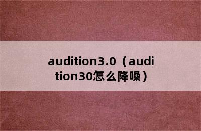 audition3.0（audition30怎么降噪）