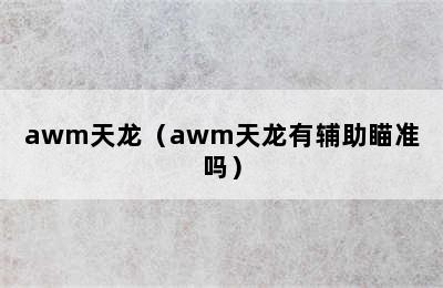 awm天龙（awm天龙有辅助瞄准吗）