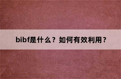 bibf是什么？如何有效利用？