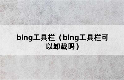 bing工具栏（bing工具栏可以卸载吗）