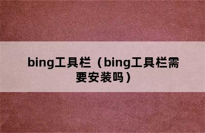 bing工具栏（bing工具栏需要安装吗）