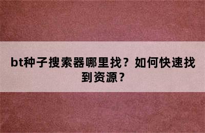 bt种子搜索器哪里找？如何快速找到资源？