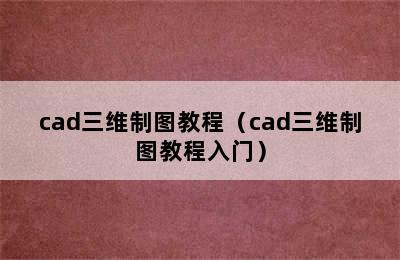 cad三维制图教程（cad三维制图教程入门）