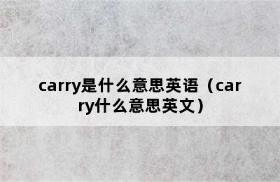 carry是什么意思英语（carry什么意思英文）