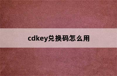 cdkey兑换码怎么用